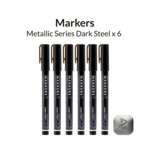 Metallic Series Markers - Dark Steel - pack of 6